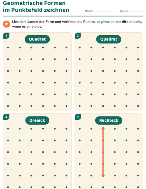 Vorschau: Geometrische Formen-Arbeitsblatt für Kindergarten