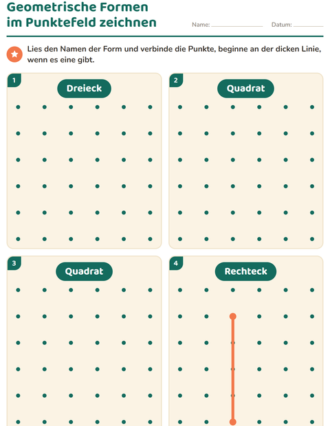 Vorschau: Geometrische Formen-Arbeitsblatt für Kindergarten