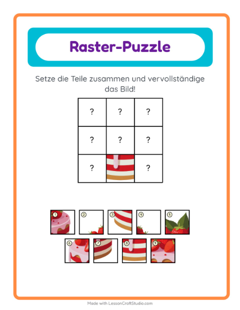 Vorschau: Gitter-Zuordnung-Arbeitsblatt mit 4. Juli für Kindergarten