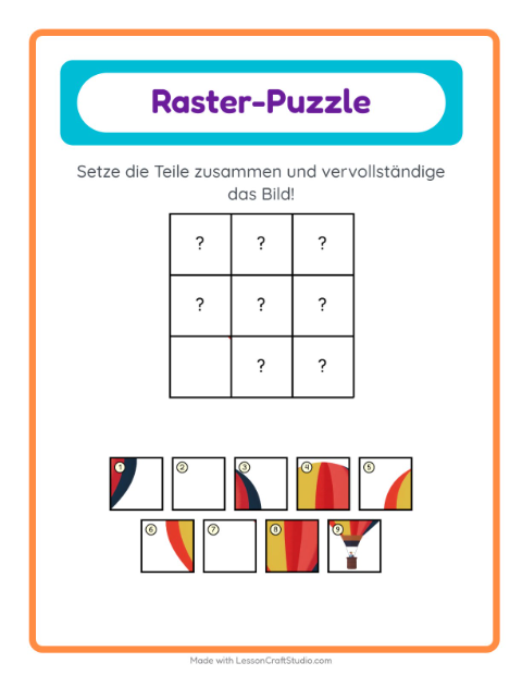 Vorschau: Gitter-Zuordnung-Arbeitsblatt mit Dinge die fliegen für Kindergarten