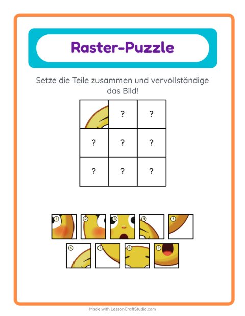 Vorschau: Gitter-Zuordnung-Arbeitsblatt mit Emotionen für Kindergarten