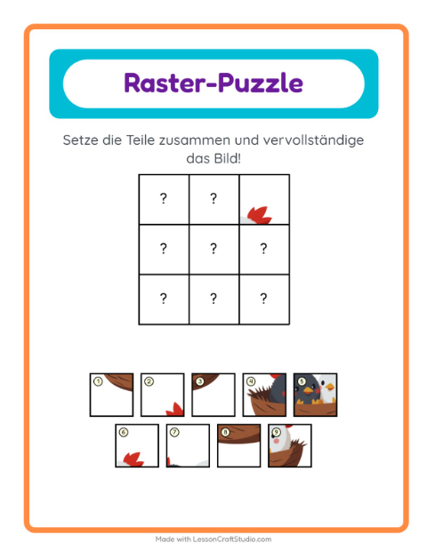 Vorschau: Gitter-Zuordnung-Arbeitsblatt mit Frühling für Kindergarten