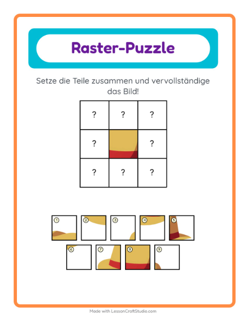 Vorschau: Gitter-Zuordnung-Arbeitsblatt mit Kleidung für Kindergarten