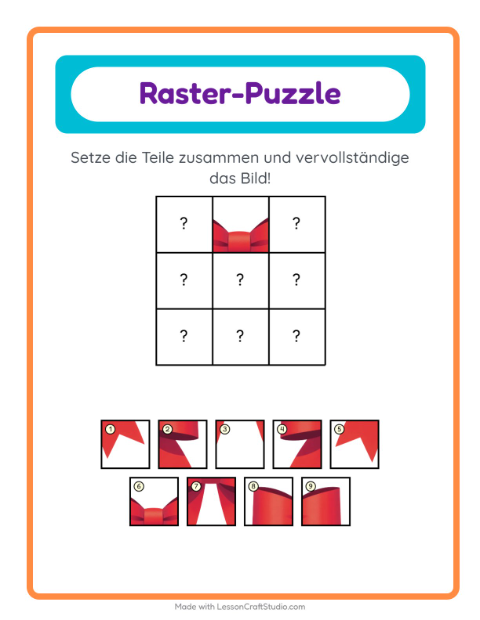 Vorschau: Gitter-Zuordnung-Arbeitsblatt mit Ostern für Kindergarten