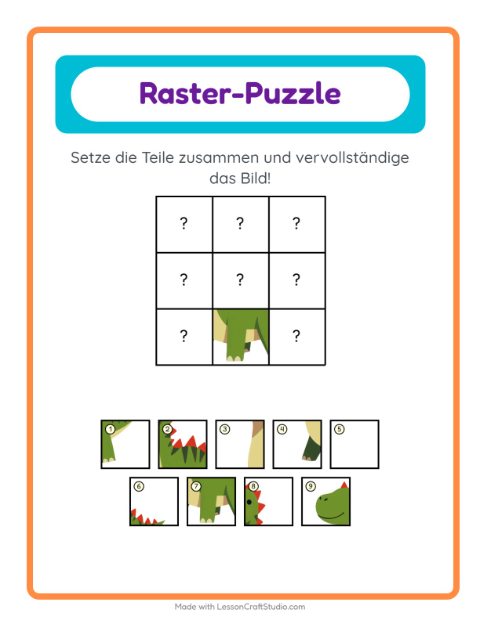 Vorschau: Gitter-Zuordnung-Arbeitsblatt mit Spielzeug für Kindergarten