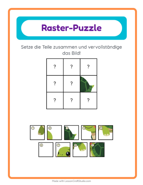 Vorschau: Gitter-Zuordnung-Arbeitsblatt mit Waldtiere für Kindergarten