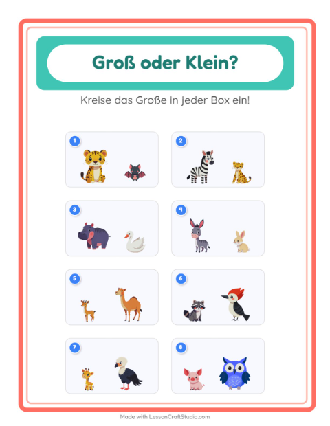 Groß oder klein – Tiere