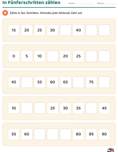 Hundertertafel und Schrittfolgen – Arbeitsblätter für die 1. Klasse — 3