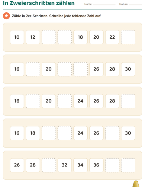 Hundertertafel und Schrittfolgen – Arbeitsblätter für die 1. Klasse — 4