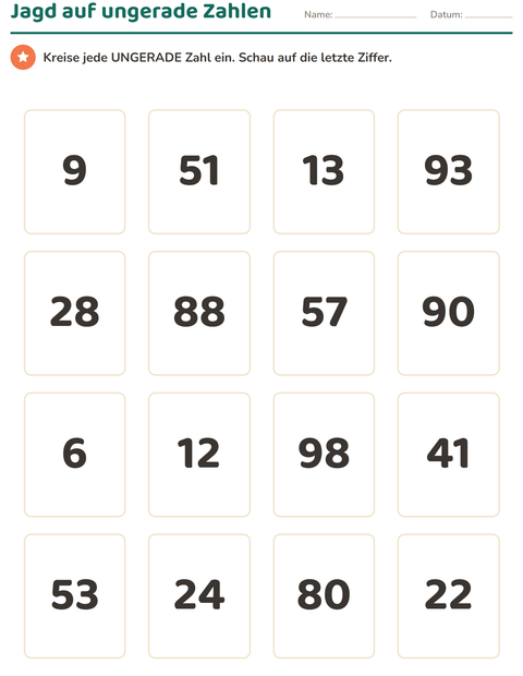 Vorschau: Hundertertafel-Arbeitsblatt für 2. Klasse