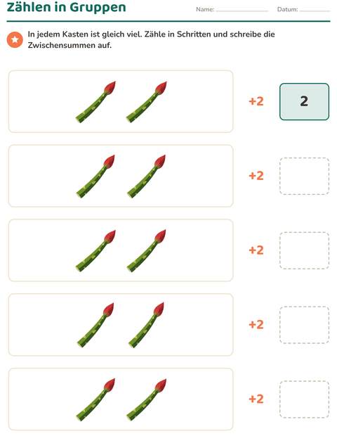 Vorschau: Hundertertafel-Arbeitsblatt mit Gemüse für 1. Klasse
