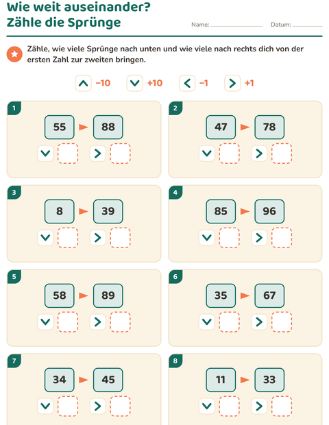 Vorschau: Hundertertafel-Puzzle-Arbeitsblatt für 2. Klasse