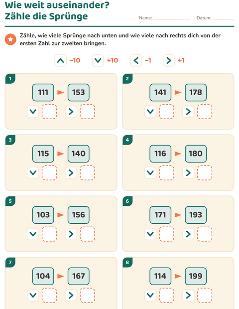 Vorschau: Hundertertafel-Puzzle-Arbeitsblatt für 2. Klasse