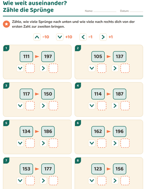 Vorschau: Hundertertafel-Puzzle-Arbeitsblatt für 2. Klasse