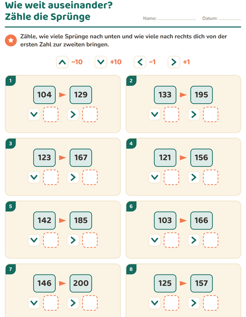Vorschau: Hundertertafel-Puzzle-Arbeitsblatt für 2. Klasse