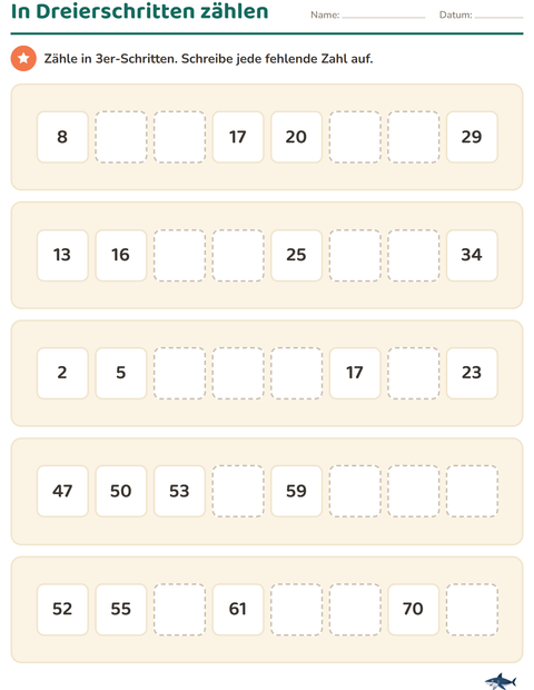 Vorschau: Hundertertafel-Arbeitsblatt mit Meeresleben für 2. Klasse