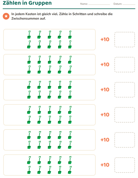 Vorschau: Hundertertafel-Arbeitsblatt mit Strand für 1. Klasse