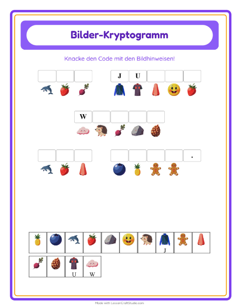 Vorschau: Kryptogramm-Arbeitsblatt für Kindergarten