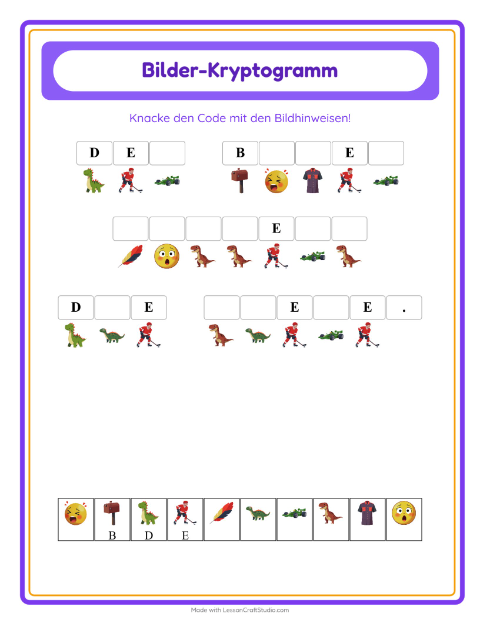 Vorschau: Kryptogramm-Arbeitsblatt für Kindergarten