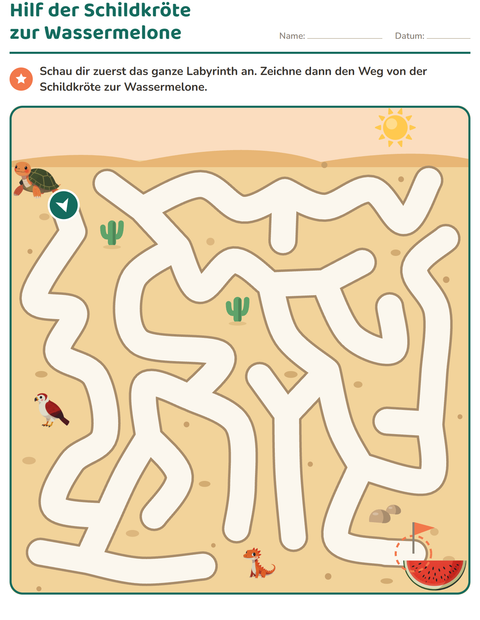 Vorschau: Labyrinth-Rätsel-Arbeitsblatt für 1. Klasse