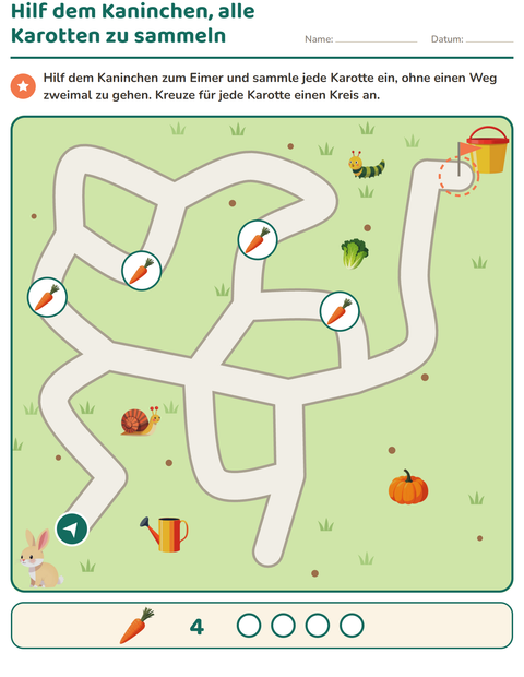 Vorschau: Sammle alle Karotten: Hilf dem Kaninchen durch den Garten