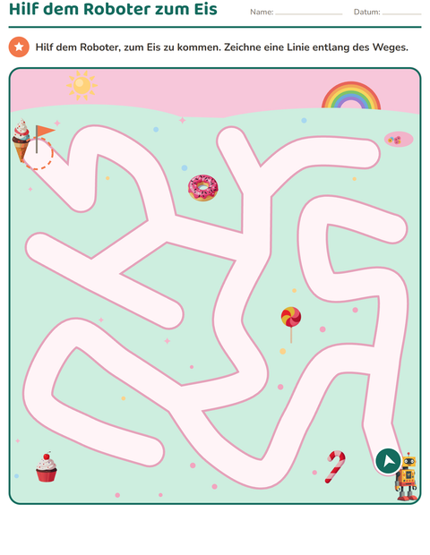 Vorschau: Labyrinth-Rätsel-Arbeitsblatt für Kindergarten