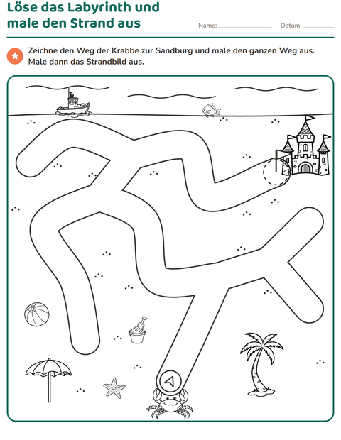 Vorschau: Labyrinth-Rätsel-Arbeitsblatt für Kindergarten