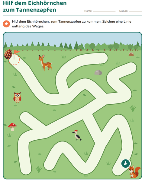 Vorschau: Labyrinth-Rätsel-Arbeitsblatt für Kindergarten