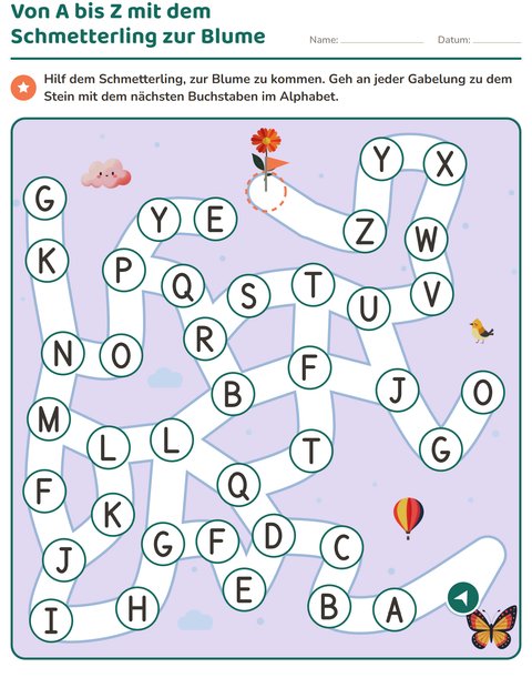 Vorschau: Labyrinth-Rätsel-Arbeitsblatt für Kindergarten