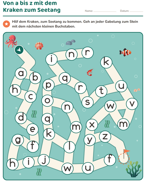 Vorschau: Labyrinth-Rätsel-Arbeitsblatt für Kindergarten