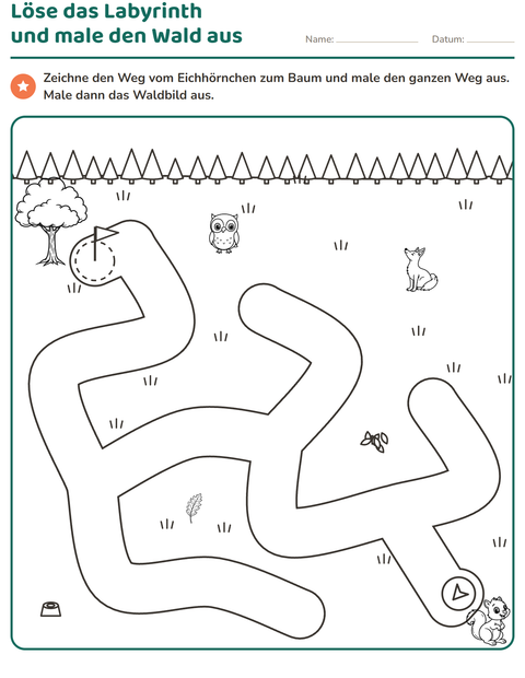 Vorschau: Labyrinth-Rätsel-Arbeitsblatt für Kindergarten