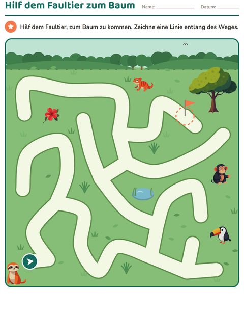 Vorschau: Labyrinth-Rätsel-Arbeitsblatt für Kindergarten
