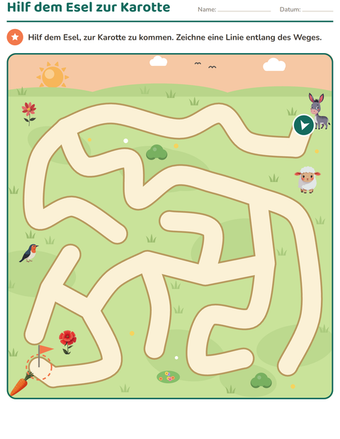 Vorschau: Labyrinth-Rätsel-Arbeitsblatt für Kindergarten