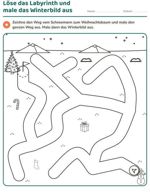 Vorschau: Labyrinth-Rätsel-Arbeitsblatt für Kindergarten