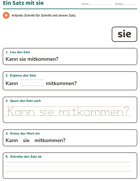 Vorschau: Lernwörter-Arbeitsblatt für Kindergarten