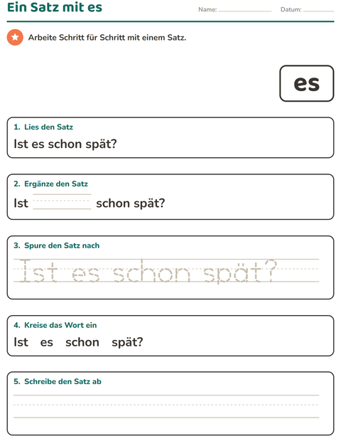 Vorschau: Lernwörter-Arbeitsblatt für Kindergarten