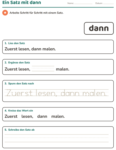 Vorschau: Lernwörter-Arbeitsblatt für Kindergarten