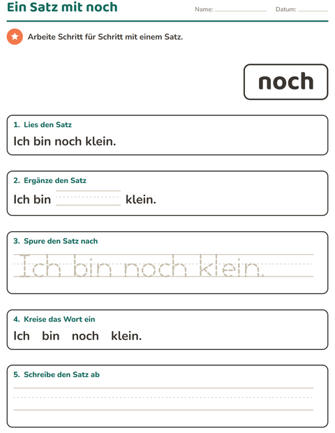 Vorschau: Lernwörter-Arbeitsblatt für Kindergarten