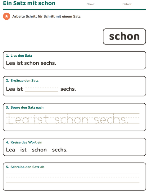 Vorschau: Lernwörter-Arbeitsblatt für Kindergarten
