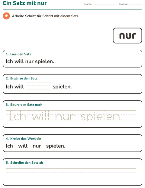 Vorschau: Lernwörter-Arbeitsblatt für Kindergarten