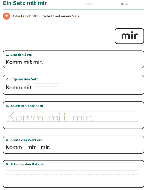 Vorschau: Lernwörter-Arbeitsblatt für Kindergarten