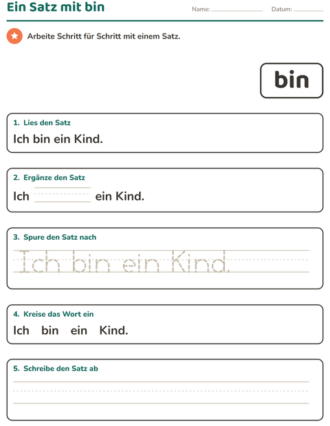 Vorschau: Lernwörter-Arbeitsblatt für Kindergarten
