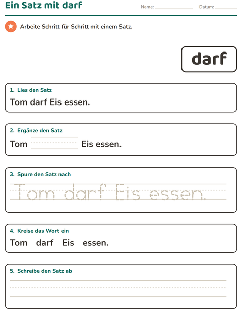 Vorschau: Lernwörter-Arbeitsblatt für Kindergarten