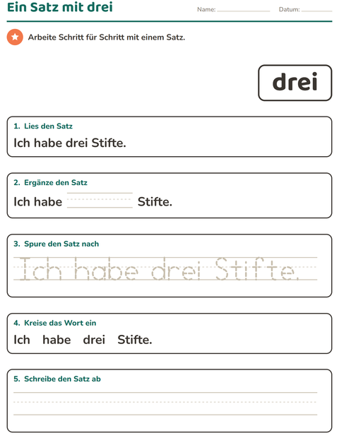 Vorschau: Lernwörter-Arbeitsblatt für Kindergarten