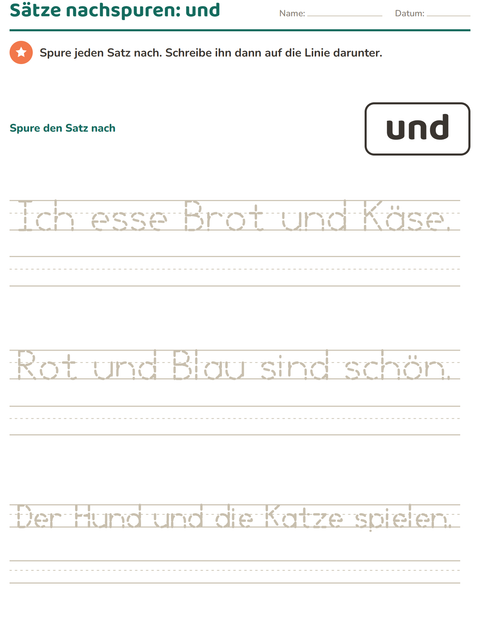 Vorschau: Lernwörter-Arbeitsblatt für Kindergarten