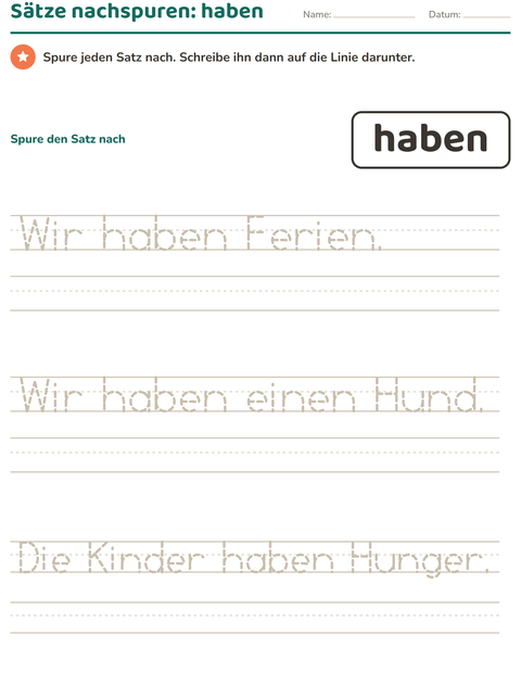 Vorschau: Lernwörter-Arbeitsblatt für Kindergarten