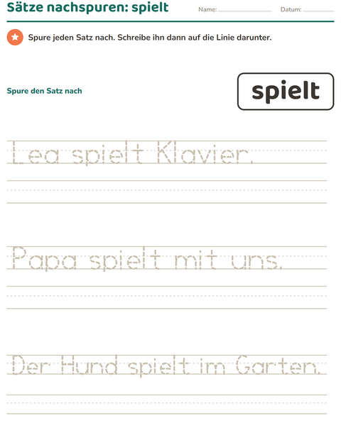 Vorschau: Lernwörter-Arbeitsblatt für Kindergarten