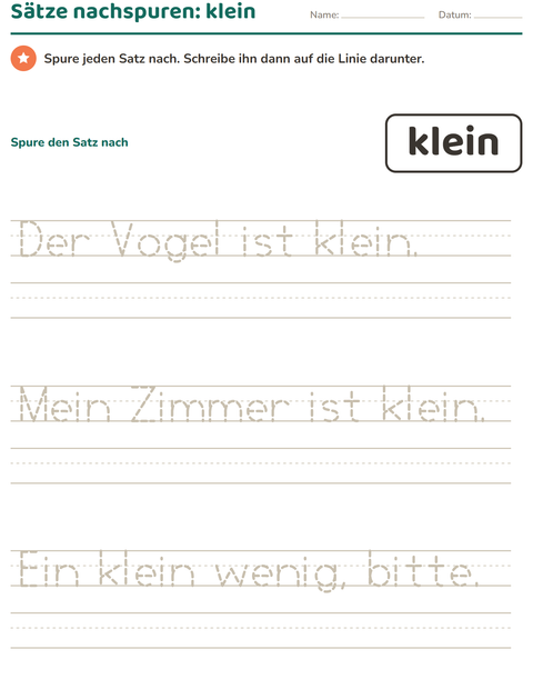 Vorschau: Lernwörter-Arbeitsblatt für Kindergarten