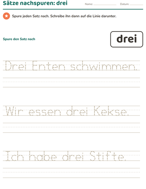 Vorschau: Lernwörter-Arbeitsblatt für Kindergarten