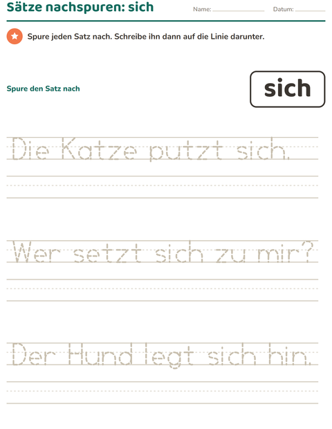 Vorschau: Lernwörter-Arbeitsblatt für Kindergarten